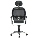 SILLA MONACO LUJO BRAZOS GRADUABLE / BASE ALUMINIO /CON CABECERO /ESPALDA EN MALLA / ASIENTO TAPIZADO EN PAÑO NEGRO