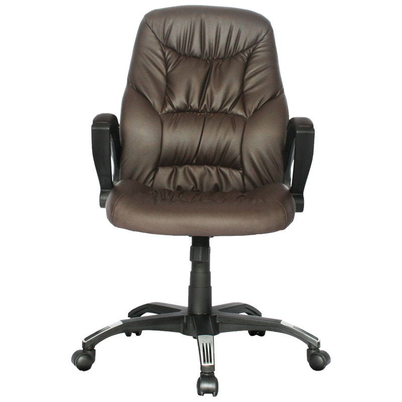 SILLA PARMA BASE NYLON / ASIENTO Y ESPALDA EN CUERO SINTETICO CAFÉ