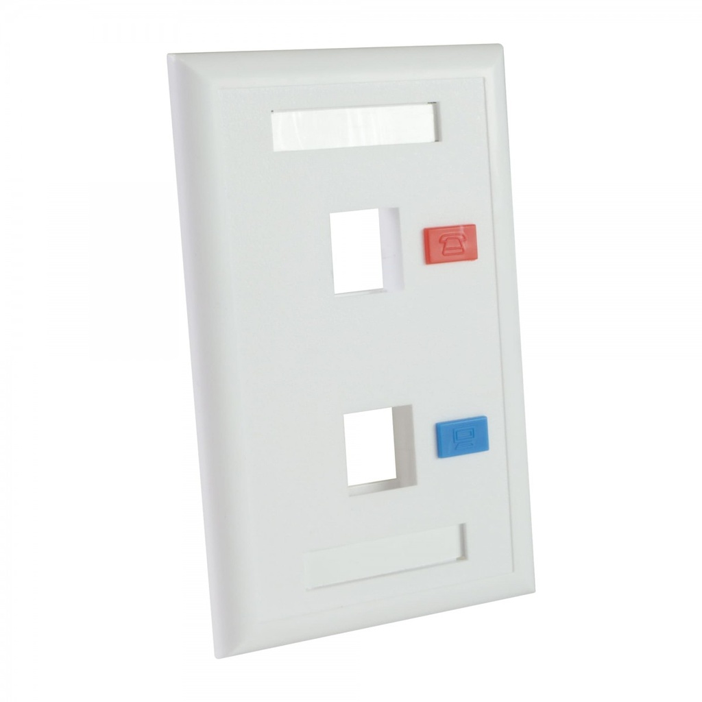 FACE PLATE DOBLE SURLINK PARA RED LAN RJ45 BLANCO