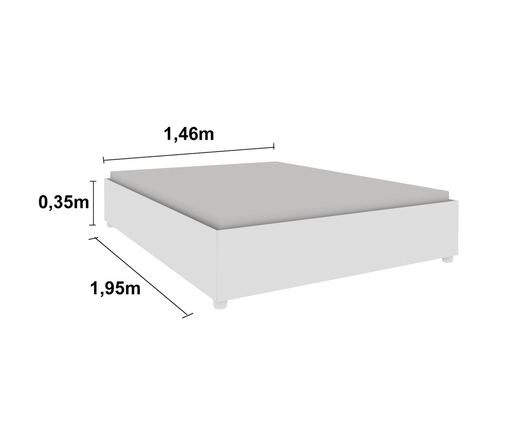 CAMA DOBLE MONACO BLANCO MADERA 140X 195 MDP