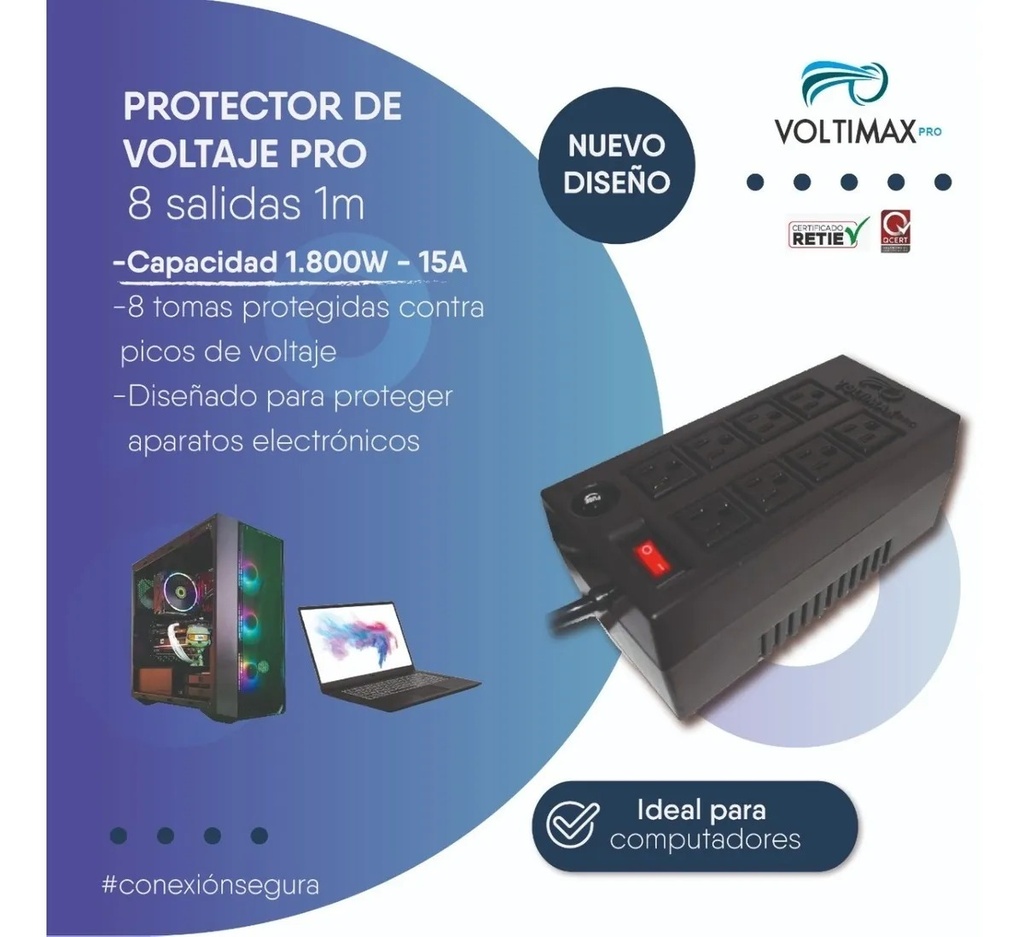 REGULADOR PROTECTOR DE VOLTAJE VOLTIMAX PRO 1800W MPC-341