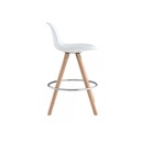 SILLA DE BAR ALTA BLANCA POLIPROPILENO ALCOLCHONABLE PATAS DE MADERA