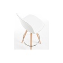 SILLA DE BAR ALTA BLANCA POLIPROPILENO ALCOLCHONABLE PATAS DE MADERA