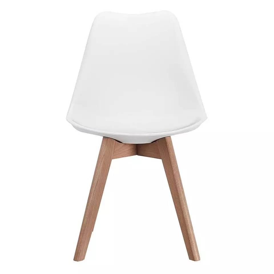 SILLA DE RESTAURANTE TULIPAN BLANCA ALCOLCHONABLE PATAS MADERA