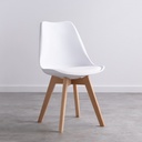 SILLA DE RESTAURANTE TULIPAN BLANCA ALCOLCHONABLE PATAS MADERA