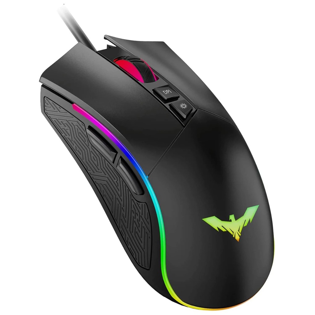 MOUSE GAMER RGB HV-MS733 6 DPI 4800 DPI 7 BOTONES 1.8M
