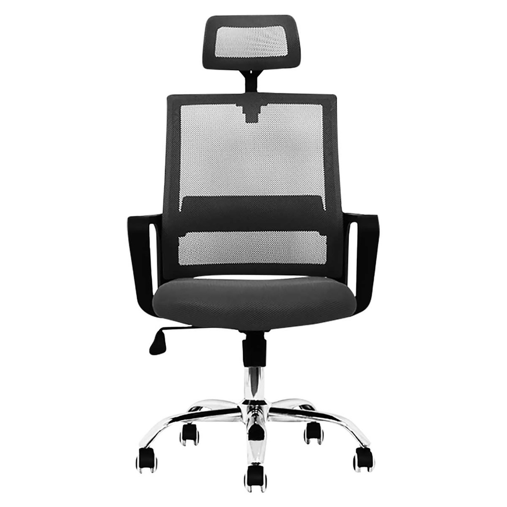 SILLA GERENCIAL BRAZOS FIJOS DOMUS NEGRA ERGONOMICA CABECERO