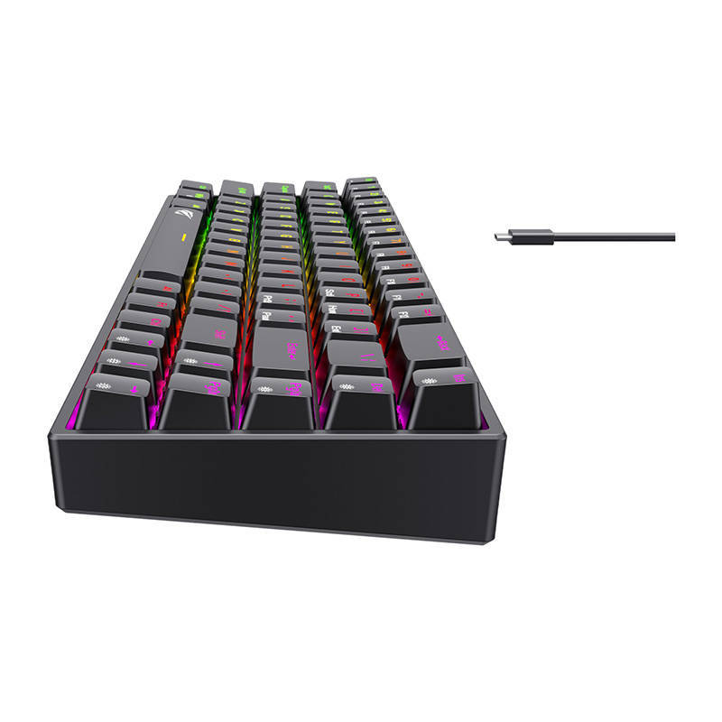 TECLADO GAMER NEGRO MECANICO COMPACTO CABLE TIPO C