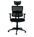 SILLA AUSTRALIA MECANISMO BASCULANTE / BASE NYLON / BRAZO GRADUABLE EN ALTURA / ASIENTO EN PAÑO NEGRO / ESPALDA EN MALLA NEGRA/ CON CABECERO