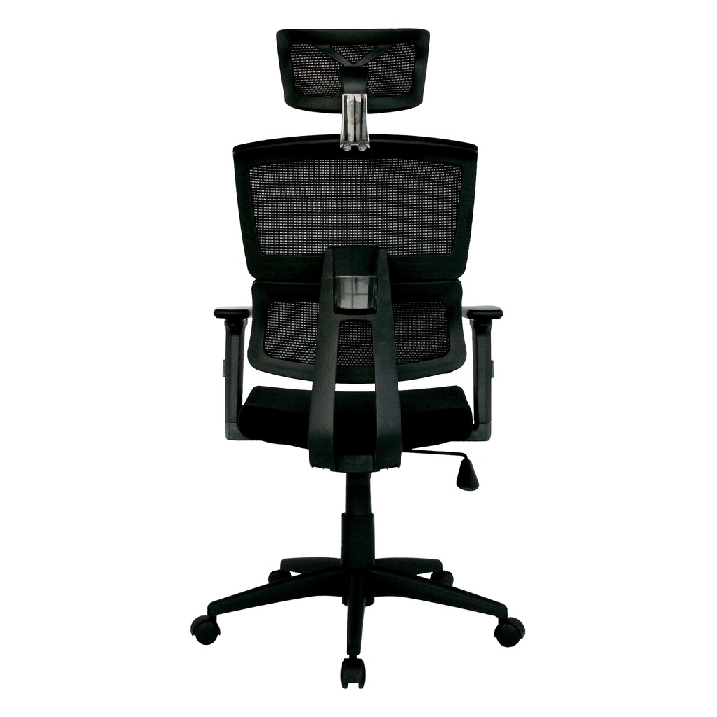 SILLA AUSTRALIA MECANISMO BASCULANTE / BASE NYLON / BRAZO GRADUABLE EN ALTURA / ASIENTO EN PAÑO NEGRO / ESPALDA EN MALLA NEGRA/ CON CABECERO