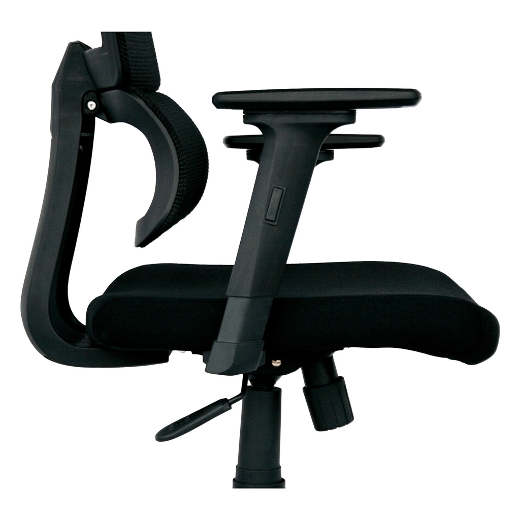 SILLA AUSTRALIA MECANISMO BASCULANTE / BASE NYLON / BRAZO GRADUABLE EN ALTURA / ASIENTO EN PAÑO NEGRO / ESPALDA EN MALLA NEGRA/ CON CABECERO