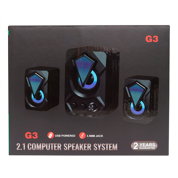 PARLANTES BAFLES RGB CON WOOFER 6W PC 3.5MM NEGROS G3