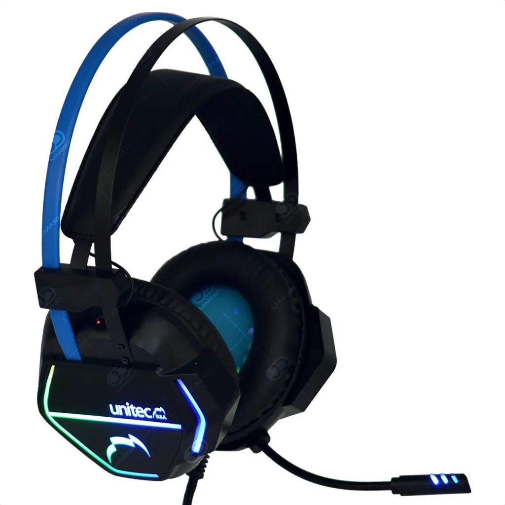 DIADEMA GAMER USB 7.1 VIRTUAL RGB CONTRARUIDO NEGRA UNITEC