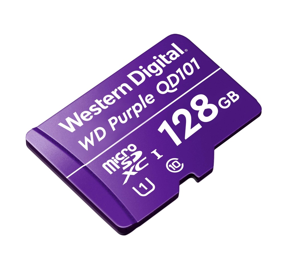 MICROSD WESTER DIGITAL PURPLE CLASE 10 128GB PARA VIDEOVIGILANCIA