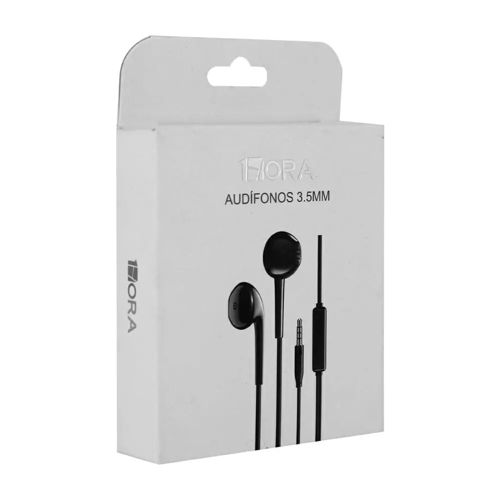 AUDIFONOS NEGROS 3.5MM COMPACTOS CON MICROFONO CELULAR
