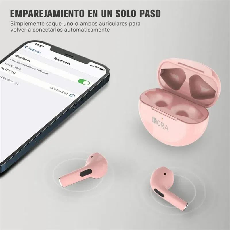 AUDIFONOS AIR POD BLUETOOTH RECARGABLES MANOS LIBRES ROSADO