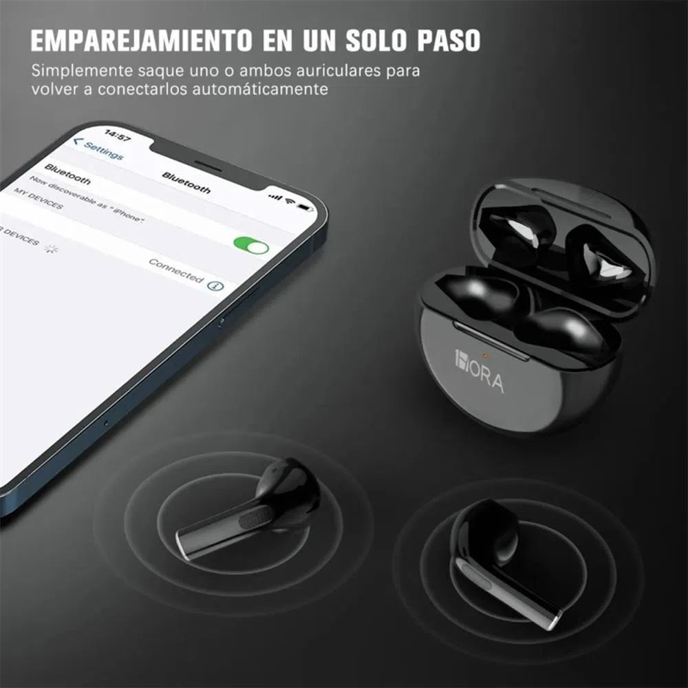 AUDIFONOS AIR PODS BLUETOOTH RECARGABLES MANOS LIBRES NEGROS