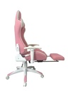 SILLA GAMER PROFESIONAL WAIFU BLANCA ROSADO DESCANSAPIES ERGONOMICA