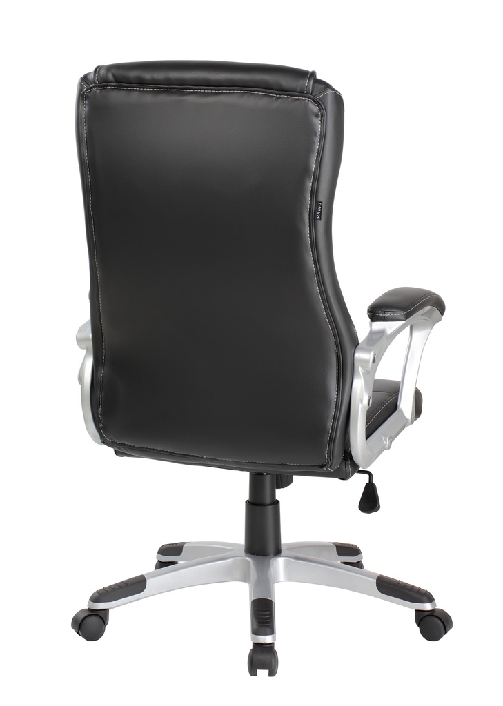 SILLA ERGONOMICA ALTA NEGRA CUERINA ALCOLCHONABLE BRAZOS FIJOS