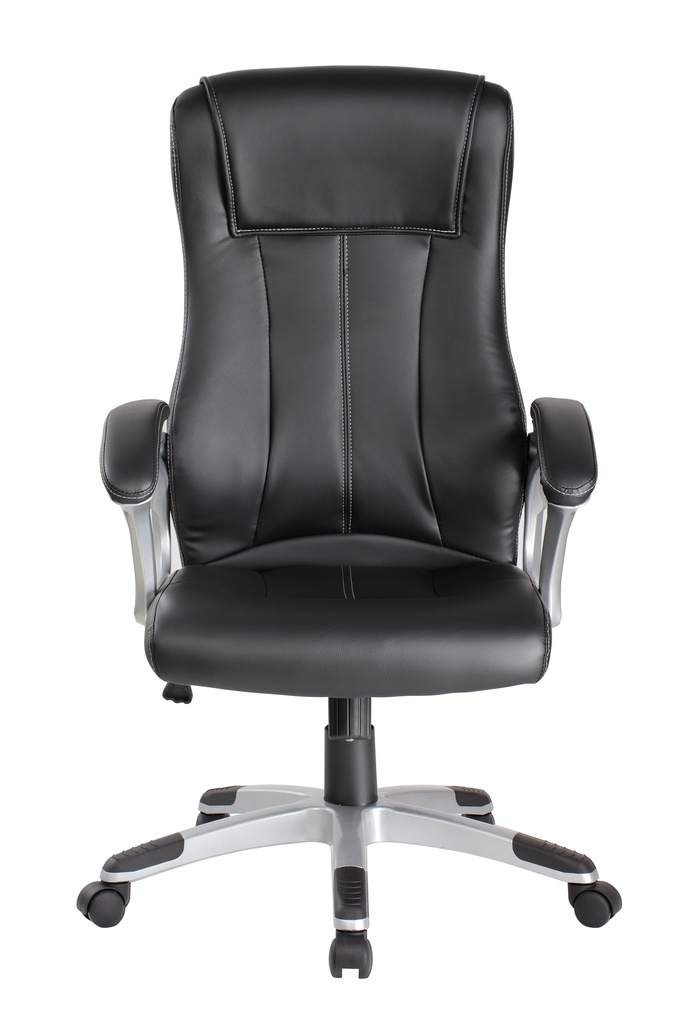 SILLA ERGONOMICA ALTA NEGRA CUERINA ALCOLCHONABLE BRAZOS FIJOS