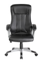 SILLA ERGONOMICA ALTA NEGRA CUERINA ALCOLCHONABLE BRAZOS FIJOS