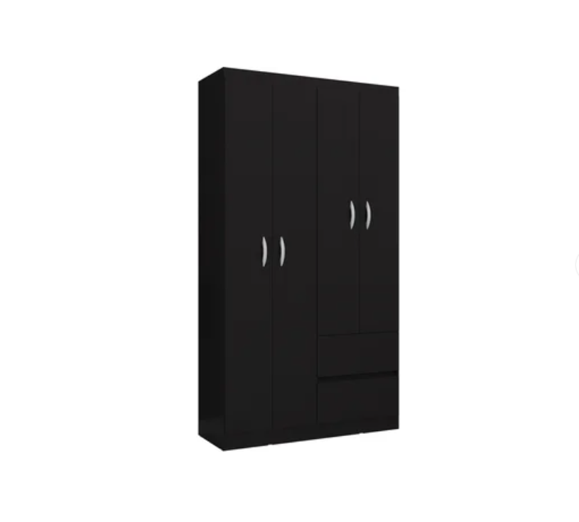 ARMARIO CLOSET LISBOA 4 PUERTAS NEGRO 183X98.5 MDP