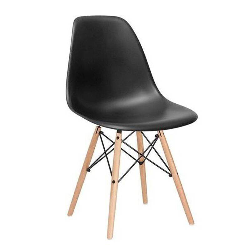 SILLA EAMES TRADICINAL CON PATAS DE MADERA - NEGRO