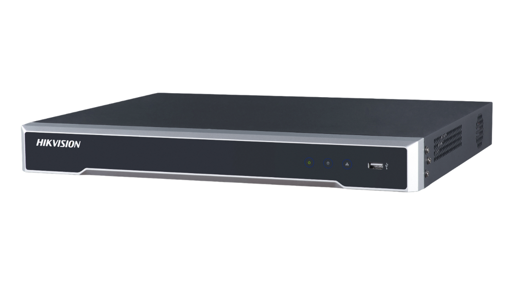 NVR 8 Megapixel (4K) / 8 canales IP / 8 Puertos PoE+ / Soporta Cámaras con AcuSense / 2 Bahías de Disco Duro / Switch PoE 250 mts / HDMI en 4K / Hikvision