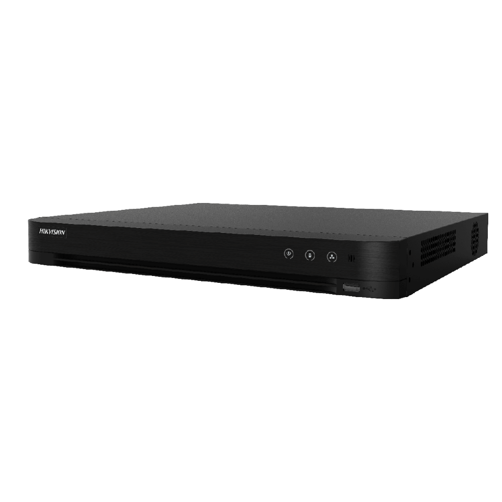 DVR 16CH TURBO 8MP 2BAHIA/10TB H.265+ ANALITICAS AUDIO POR COAXITRON SALIDA DE VIDEO 4K ENTRADA Y SALIDA DE ALARMA AcuSense HIKVISION