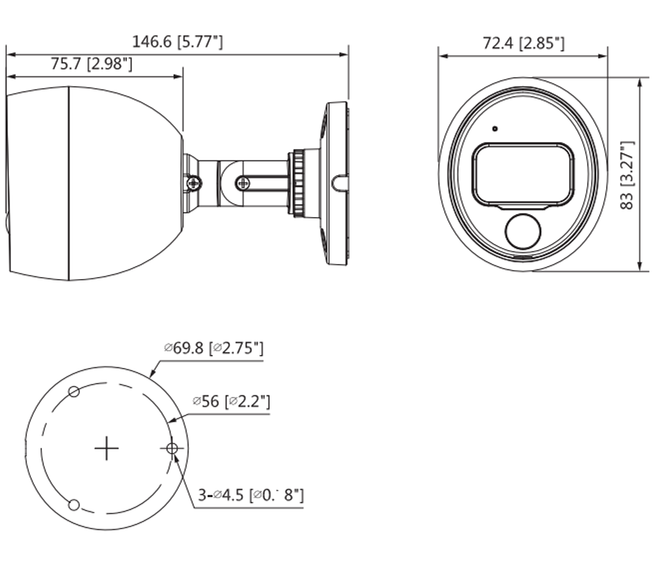 CAMARA BALA 4 MEGAPIXELES EXTERIOR 20M IR PIR INTREGRADO 10M