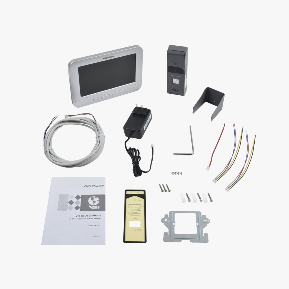 Kit de Videoportero Analógico con Pantalla LCD a Color de 7" / Frente de Calle para Exterior IP65 HIKVISION