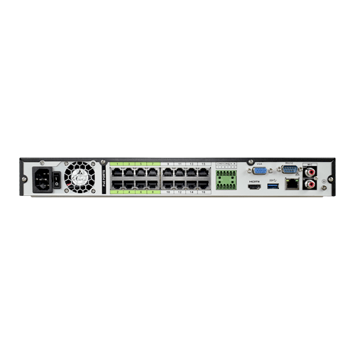 NVR 16CH H.265+ DECODIFICACION 4CH@4K O 16CH@2MP AB ENTRADA 320MBPS 2 SATA 1 HDMI 16 POE MAX 150W