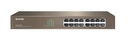 SWITCH ETHERNET 16 PUERTOS 10/100/1000 MBPS METAL PROTECCION 6KV PARA MONTAJE EN RACK 19"-ESCRITORIO