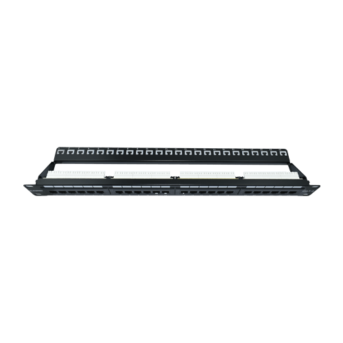 PATCH PANEL CAT 6 DE 24 PUERTOS 568A/568B CON BARRA POSTERIOR INCLUIDA SIN BLINDAJE