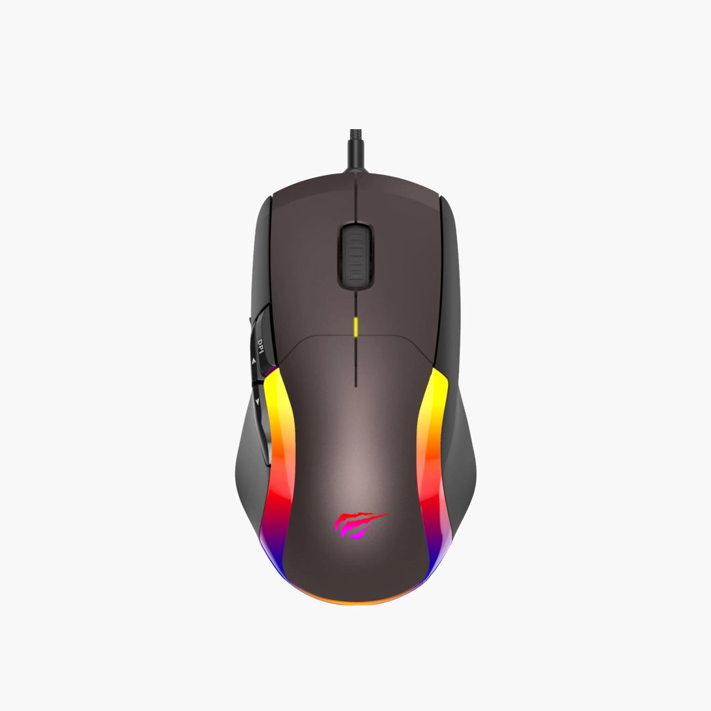 MOUSE GAMER HAVIT 8 BOTONES 12000DPI USB RGB SOFTWARE