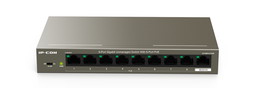 SWITCH NO ADMINISTRABLE POE 8 PUERTOS GIGABIT AF/AT SALIDA TOTAL MAX 102W 4 MODOS DE OPERACIÓN