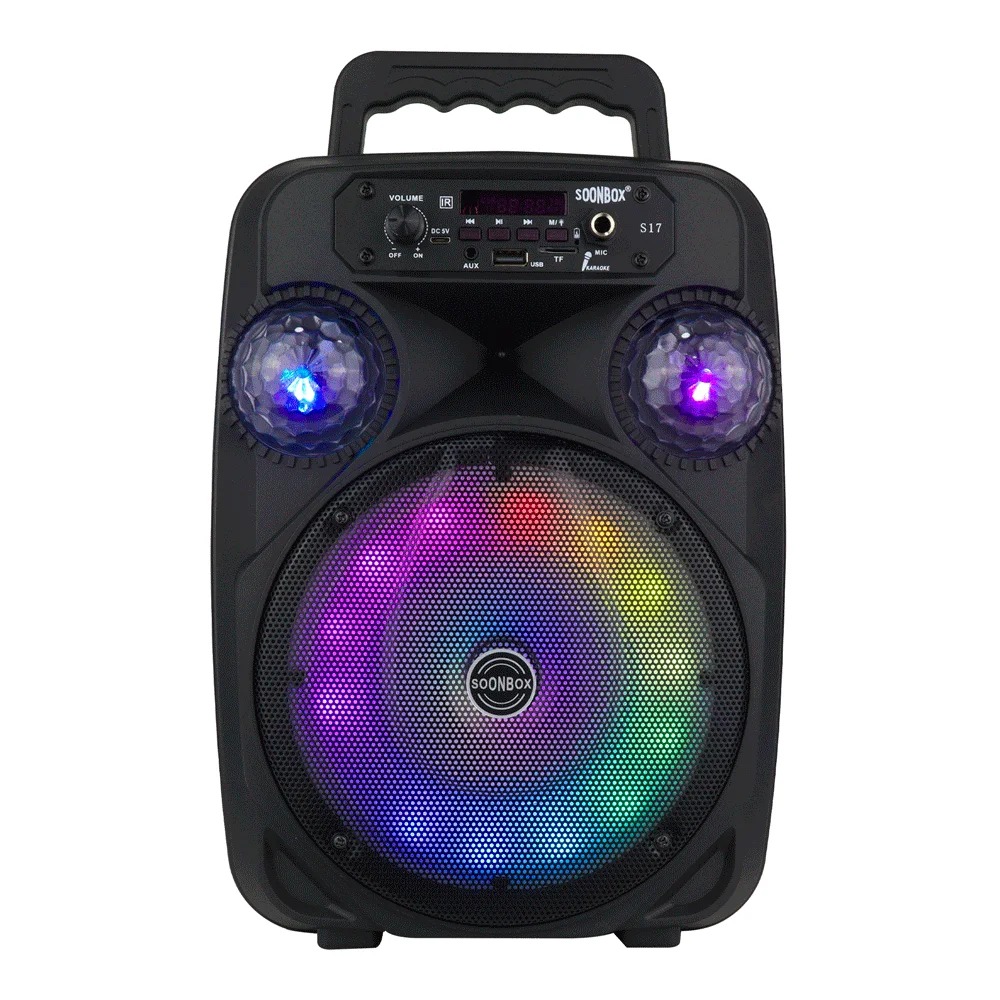 SPEAKER CABINA DE SONIDO 10W DISCO BALL CON LUCES LED PROYECTORAS Y MICROFONO INCLUIDO