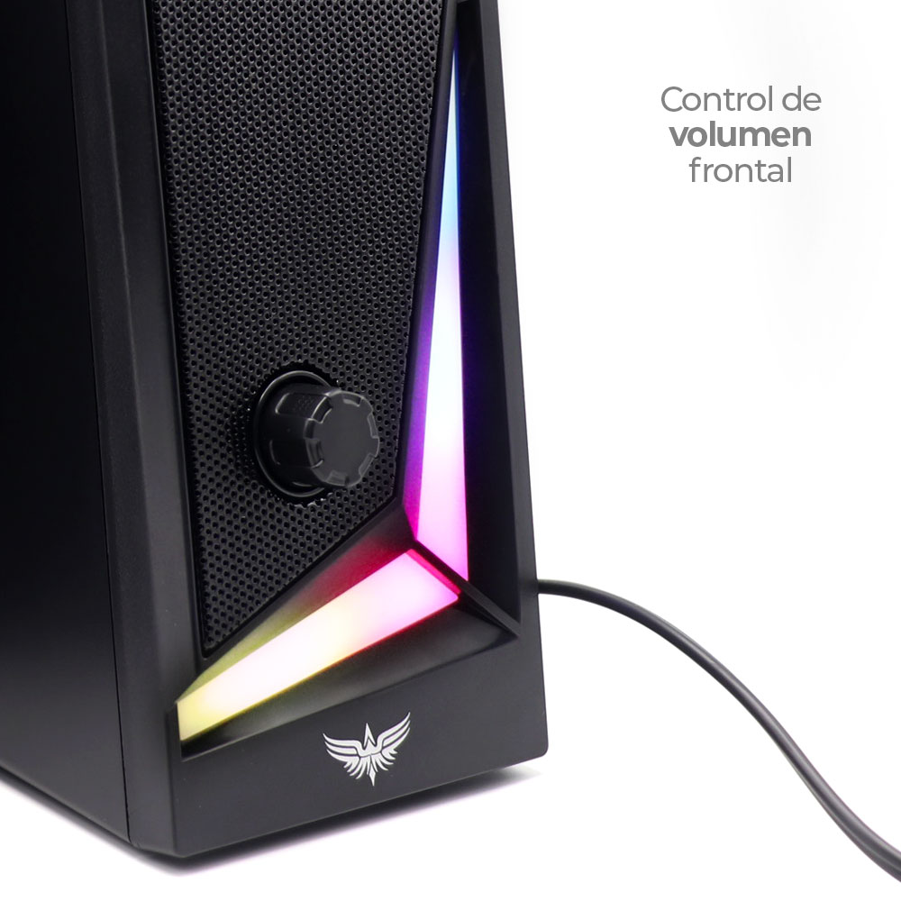 PARLANTE SPEAKER GAMER LUZ RGB PARA COMPUTADOR USB Y 3.5MM