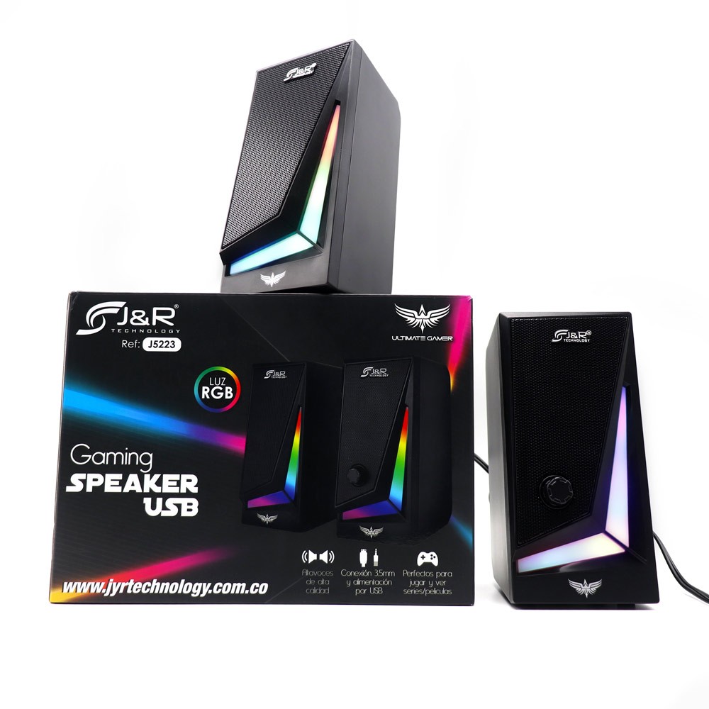 PARLANTE SPEAKER GAMER LUZ RGB PARA COMPUTADOR USB Y 3.5MM