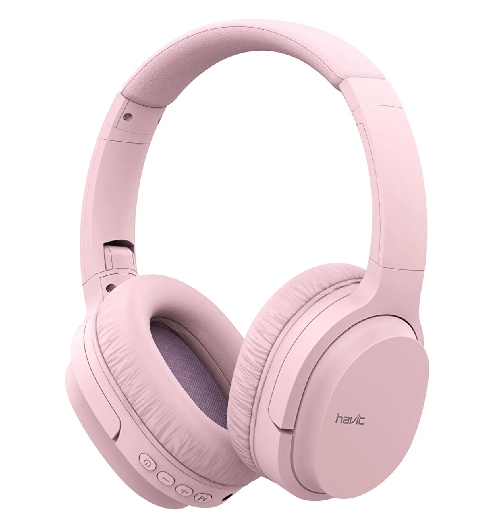 DIADEMA ROSADA HAVIT MICRO SD-RADIO FM, BLUETOOTH INALÁMBRICA