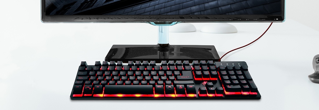 TECLADO MULTIMEDIA CABLEADO PARA VIDEOJUEGOS CON ILUMINACIÓN DE FONDO LED DE 3 COLORES