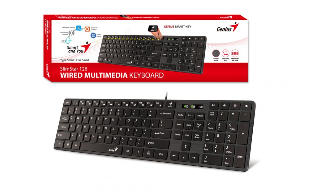 TECLADO GENIUS SLIMSTAR 126 QWERTY ESPAÑOL COLOR NEGRO