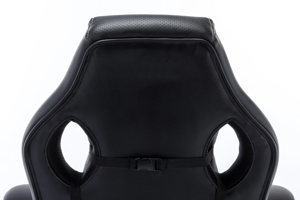 SILLA SENCILLA GAMER AZUL CÓMODA EN CUERO SINTÉTICO Y BRAZOS FIJOS