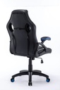 SILLA SENCILLA GAMER AZUL CÓMODA EN CUERO SINTÉTICO Y BRAZOS FIJOS