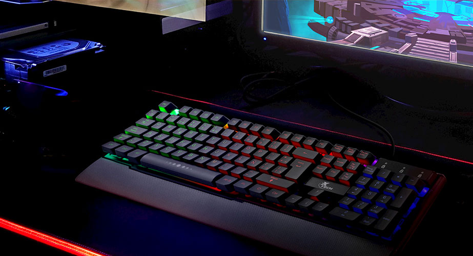 TECLADO GAMER XTECH ARMIGER XTK-510S ESPAÑOL ESPAÑA COLOR NEGRO CON LUZ RGB