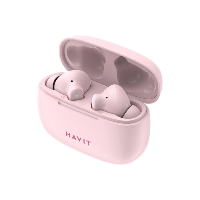 AUDIFONOS BLUETOOTH HAVIT TW967 AIRPODS RECARGABLES ROSADO
