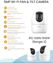 CAMARA ROBOTICA IP RANGER 2C 5MP@30FPS IR 10M SMART TRACKING AUDIO SLOT MICRO SD WIFI