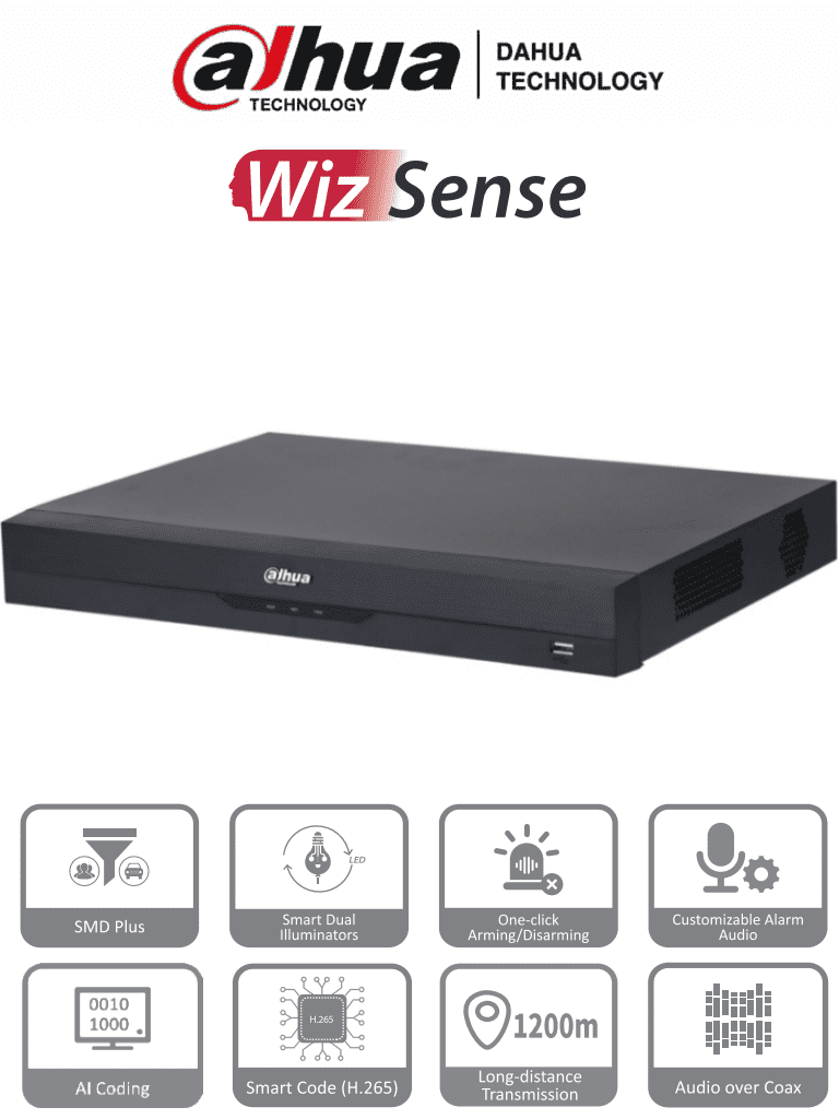 DVR XVR DE 32 CANALES 4 EN 1 GRABACIÓN HASTA 1080N@30FPS HASTA 16 CH IP H.264 H.264+ H.265 H.265+ CODI