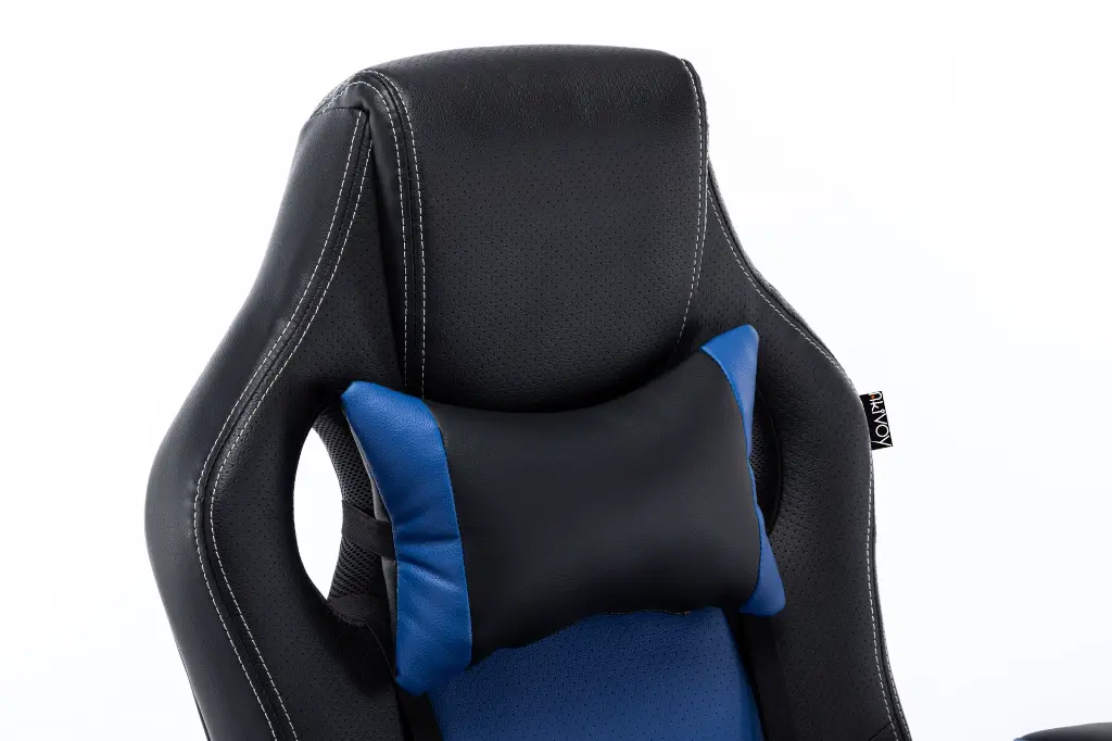 SILLA SENCILLA GAMER ERGONÓMICA AZUL CÓMODA EN CUERO SINTÉTICO Y BRAZOS FIJOS