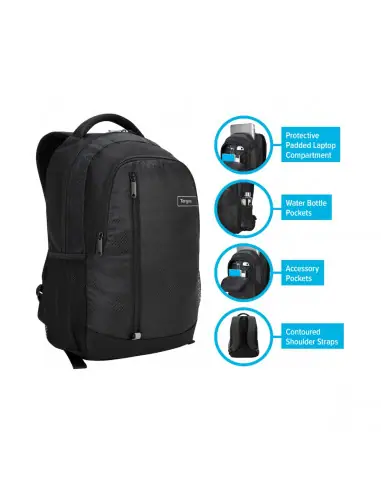MALETA MORRAL TARGUS TSB89104DI-70 PORTATIL 15.6 PULGADAS NEGRO SPORT BOLSILLO FRONTAL